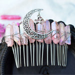 Quartz Jewelry Advanced Handmade Hair Comb Natural Citrine Amethyst White Crystal Moon Star Crystal