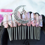 Quartz Jewelry Advanced Handmade Hair Comb Natural Citrine Amethyst White Crystal Moon Star Crystal