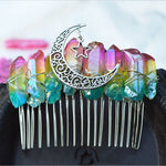 Quartz Jewelry Advanced Handmade Hair Comb Natural Citrine Amethyst White Crystal Moon Star Crystal