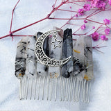 Quartz Jewelry Advanced Handmade Hair Comb Natural Citrine Amethyst White Crystal Moon Star Crystal