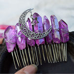 Quartz Jewelry Advanced Handmade Hair Comb Natural Citrine Amethyst White Crystal Moon Star Crystal