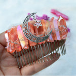 Quartz Jewelry Advanced Handmade Hair Comb Natural Citrine Amethyst White Crystal Moon Star Crystal