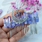 Quartz Jewelry Advanced Handmade Hair Comb Natural Citrine Amethyst White Crystal Moon Star Crystal