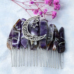 Quartz Jewelry Advanced Handmade Hair Comb Natural Citrine Amethyst White Crystal Moon Star Crystal