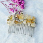 Quartz Jewelry Advanced Handmade Hair Comb Natural Citrine Amethyst White Crystal Moon Star Crystal