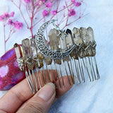 Quartz Jewelry Advanced Handmade Hair Comb Natural Citrine Amethyst White Crystal Moon Star Crystal