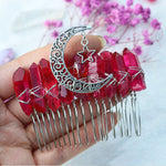 Quartz Jewelry Advanced Handmade Hair Comb Natural Citrine Amethyst White Crystal Moon Star Crystal