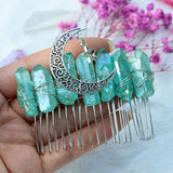 Quartz Jewelry Advanced Handmade Hair Comb Natural Citrine Amethyst White Crystal Moon Star Crystal