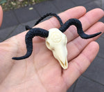 Ram Skull Pendant Necklace 3D Printed,Occult Baphomet Wicca Evil Goat Skull Necklace- Horned Devil Punk Gothic