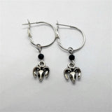 Ram head earrings silver colour gothic style hoops occult jewelry satanic baphomet ram skull fashion novelty