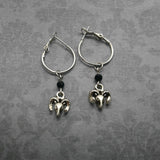 Ram head earrings silver colour gothic style hoops occult jewelry satanic baphomet ram skull fashion novelty