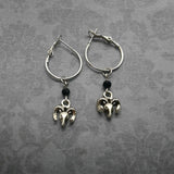 Ram head earrings silver colour gothic style hoops occult jewelry satanic baphomet ram skull fashion novelty