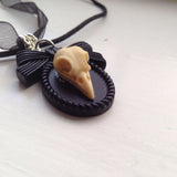 Raven Crow Skull Bird Resin Gothic Pendant Necklace Bird Skulls Jewelry Goth Horror Raven NEW