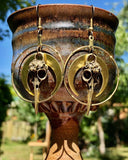 Raven Skull Earrings / Moon Earrings / Bohemian Inspired / Rustic Earthy Jewelry / Bird Bone Jewelry / Hoop Earrings