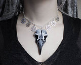 Raven Skull Witchy Bird Pendant, Goth Crow Necklace, Resin Handmade Jewerly, Witchy Wiccan Pagan Gothic Gift, Huginn, Muninn