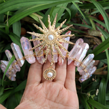 Raw crystal crown The sun goddess crystal Tiaras jewelry hair accessories sun headband photography props dress party gifts