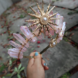 Raw crystal crown The sun goddess crystal Tiaras jewelry hair accessories sun headband photography props dress party gifts