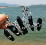 Raw crystal hair comb branch antler branch hair fork hairpin witch bridal party wicca jewelry hair accessory wedding gift