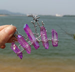 Raw crystal hair comb branch antler branch hair fork hairpin witch bridal party wicca jewelry hair accessory wedding gift