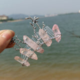 Raw crystal hair comb branch antler branch hair fork hairpin witch bridal party wicca jewelry hair accessory wedding gift