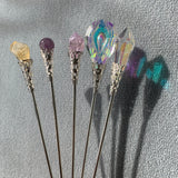 Raw crystal hairpin crystal hair stick plated stained glass hairpin sun catcher hairpin  wedding bride BOHO gift