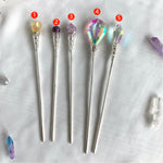 Raw crystal hairpin crystal hair stick plated stained glass hairpin sun catcher hairpin  wedding bride BOHO gift