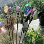 Raw crystal hairpin crystal hair stick plated stained glass hairpin sun catcher hairpin  wedding bride BOHO gift