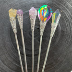 Raw crystal hairpin crystal hair stick plated stained glass hairpin sun catcher hairpin  wedding bride BOHO gift