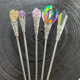 Raw crystal hairpin crystal hair stick plated stained glass hairpin sun catcher hairpin  wedding bride BOHO gift