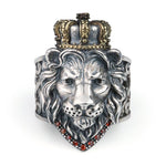 Ring Pure 925 Sterling Silver Lion King Crown Luxury Vintage Fashion Jewelry