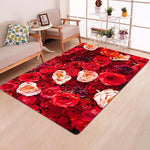 Rose Flower Rug Multicolor Pink Red Wedding Carpet Antislip Living Room Carpet Large Girls Room Mat Home