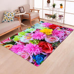 Rose Flower Rug Multicolor Pink Red Wedding Carpet Antislip Living Room Carpet Large Girls Room Mat Home