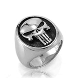 Mens Gold/Silver Color Stainless Steel Punisher Skull Rings