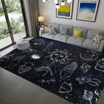Cat and moon rug constellation rug living room queen size rug space bathroom mat black door mat home decor gift