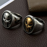 Mens Gold/Silver Color Stainless Steel Punisher Skull Rings