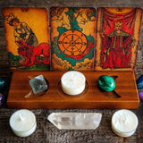 Wood Triple Moon Stand Wooden Tarot Card Candle Display Holder Altar Supplies