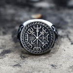 Vintage  Compass Nordic Viking Axe Ring Male Norse Mythology Jewelry