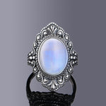 Vintage Oval Natural Labradorite Rings For Women Silver Ring Jewelry Finger Ring Gemstone Rings