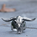 Gothic Stainless Steel Bull Skull Ring