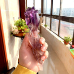 Natural Brazilian Amethyst Hand carving Crystal handicraft ornaments Rose