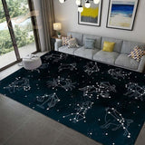 Cat and moon rug constellation rug living room queen size rug space bathroom mat black door mat home decor gift