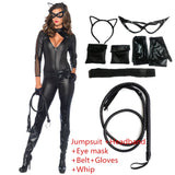 Halloween Costume For Women Cat Suits Sexy Jumpsuit with Whip And Cat Mask Leather Cosplay Uniform Nightclub Party Bodysuit