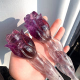 Natural Brazilian Amethyst Hand carving Crystal handicraft ornaments Rose