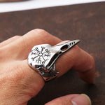 Odin Crow Skull Men's Ring Gothic Stainless Steel Compass Rings