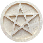 Round Pentagram Wooden Wicca Altar Tile Divination Astrology