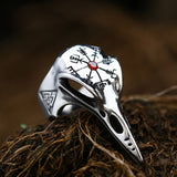 Nordic Mythology Odin Stainless Steel Skull Raven Ring