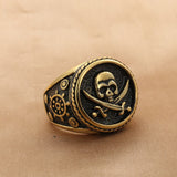 Vintage Viking Stamp Double Knife Skull Ring