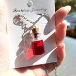 Vampire Tooth Shape Glass Fang Potion Blood Bottle Pendant Necklace