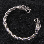 S925 Sterling Silver Viking Wolf Bangle With Wood Box As Gift For Men Or Women - Bangles