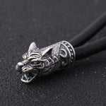 S925 Sterling Silver Wolf Heads | S925 Sterling Silver Necklace | Leather Wolf Heads - Necklaces